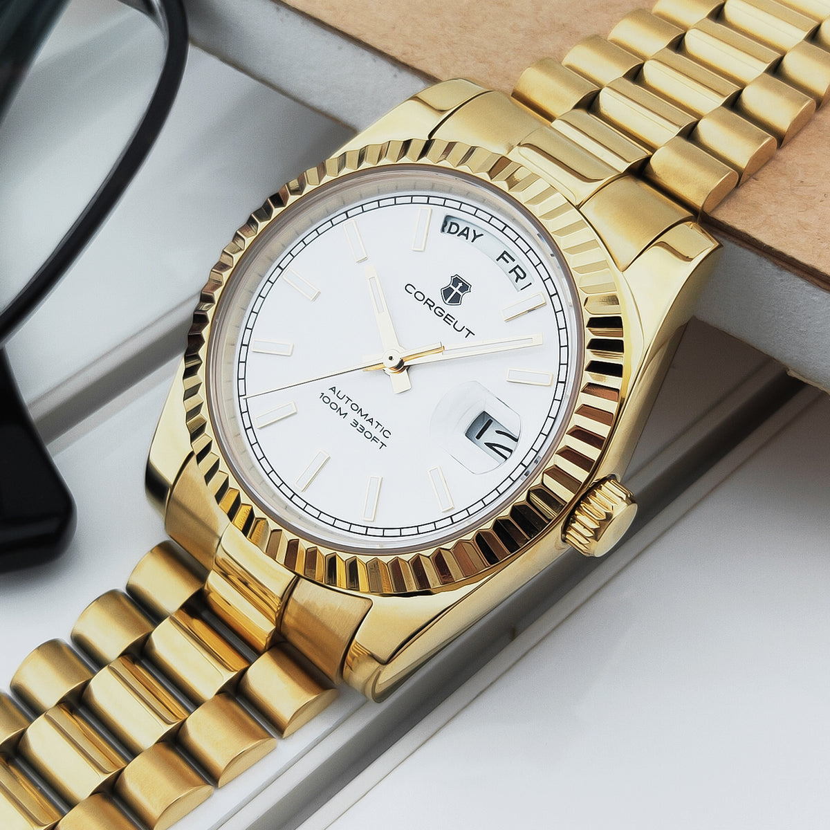 Corgeut day-date design Automatic Watches With Date 6002L