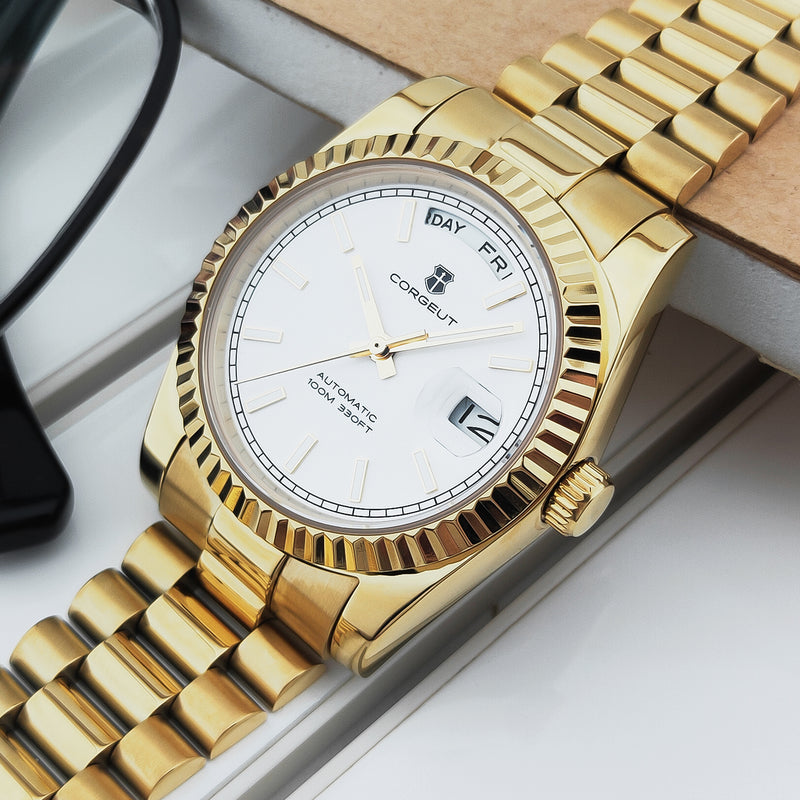 Corgeut day-date design Automatic Watches With Date 6002L