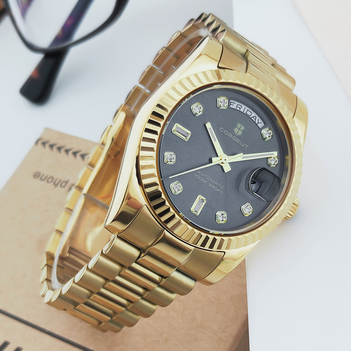 Corgeut day-date design Automatic Watches With Date 6002L