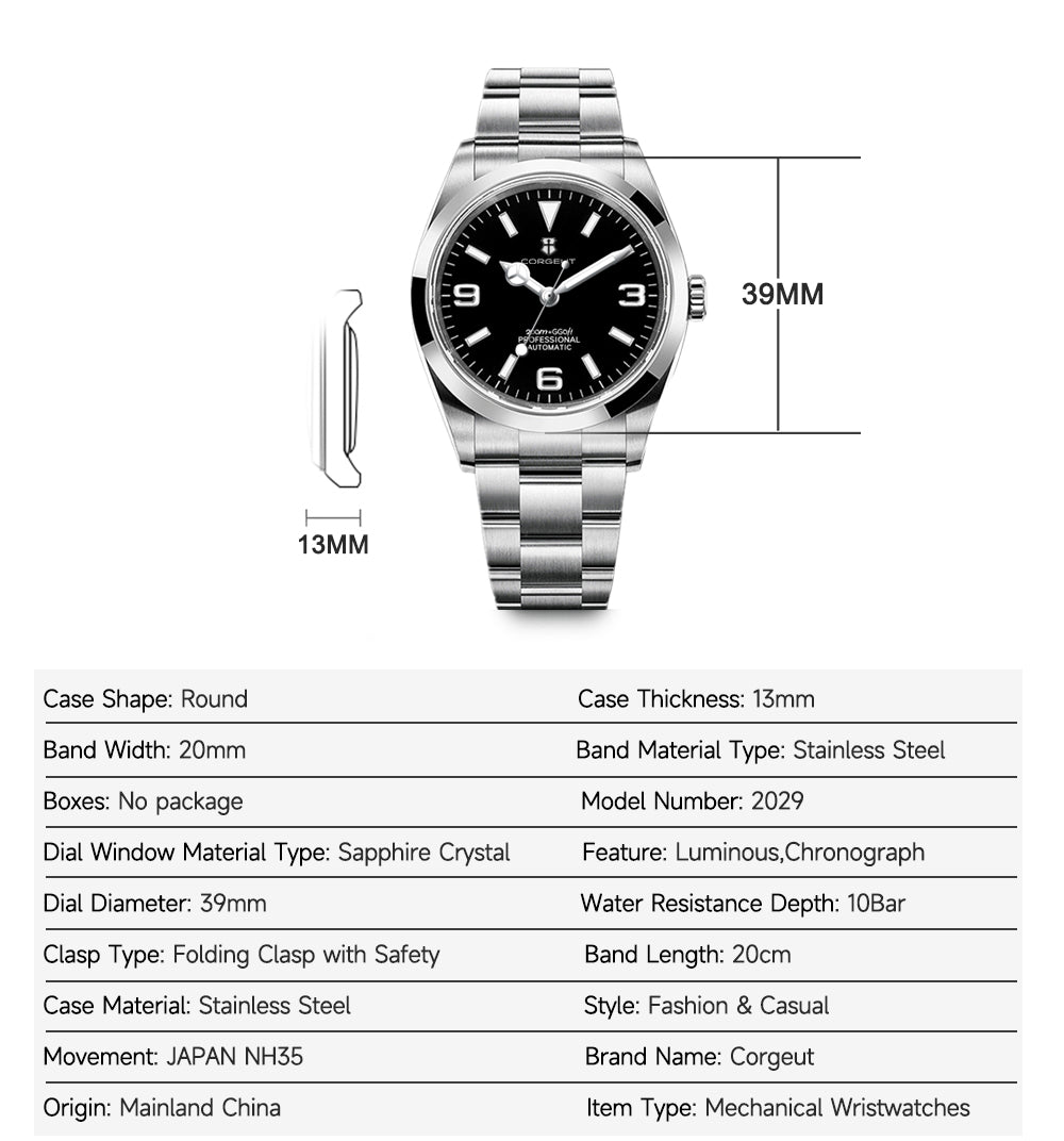 Corgeut date design Automatic Watches With Date 6002